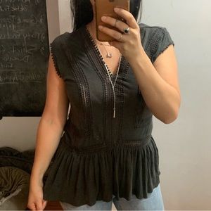 LOFT GREY CROCHET HOBO STYLE TOP